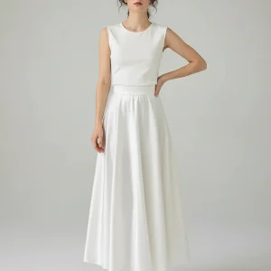 Jupe Corolle En Satin Blanc