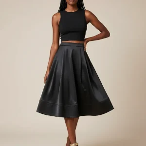 Jupe Cloche Satin Noir