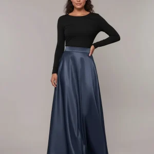 Jupe Bleu Acier Satin