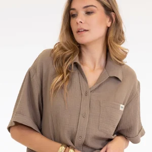 CHEMISE PLAGE MANCHES COURTES ORIANE LATTE