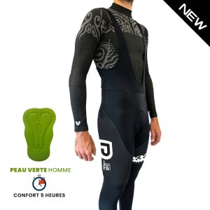 Collant cycliste hiver Homme Blanc/Noir Jura CG39 peau verte
