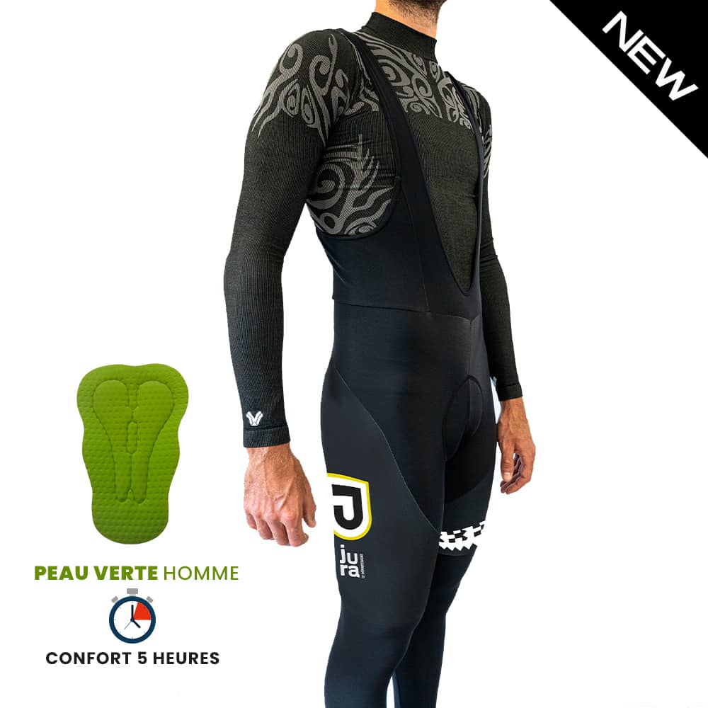 Collant cycliste hiver Homme Jaune/Noir Jura CG39 peau verte