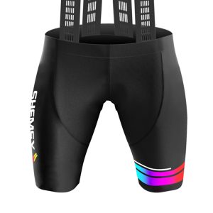 Cuissard cycliste homme avec bretelles Neoline Rainbow Black peau gel