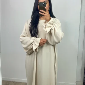 Abaya manche tulipe Kamila Crème