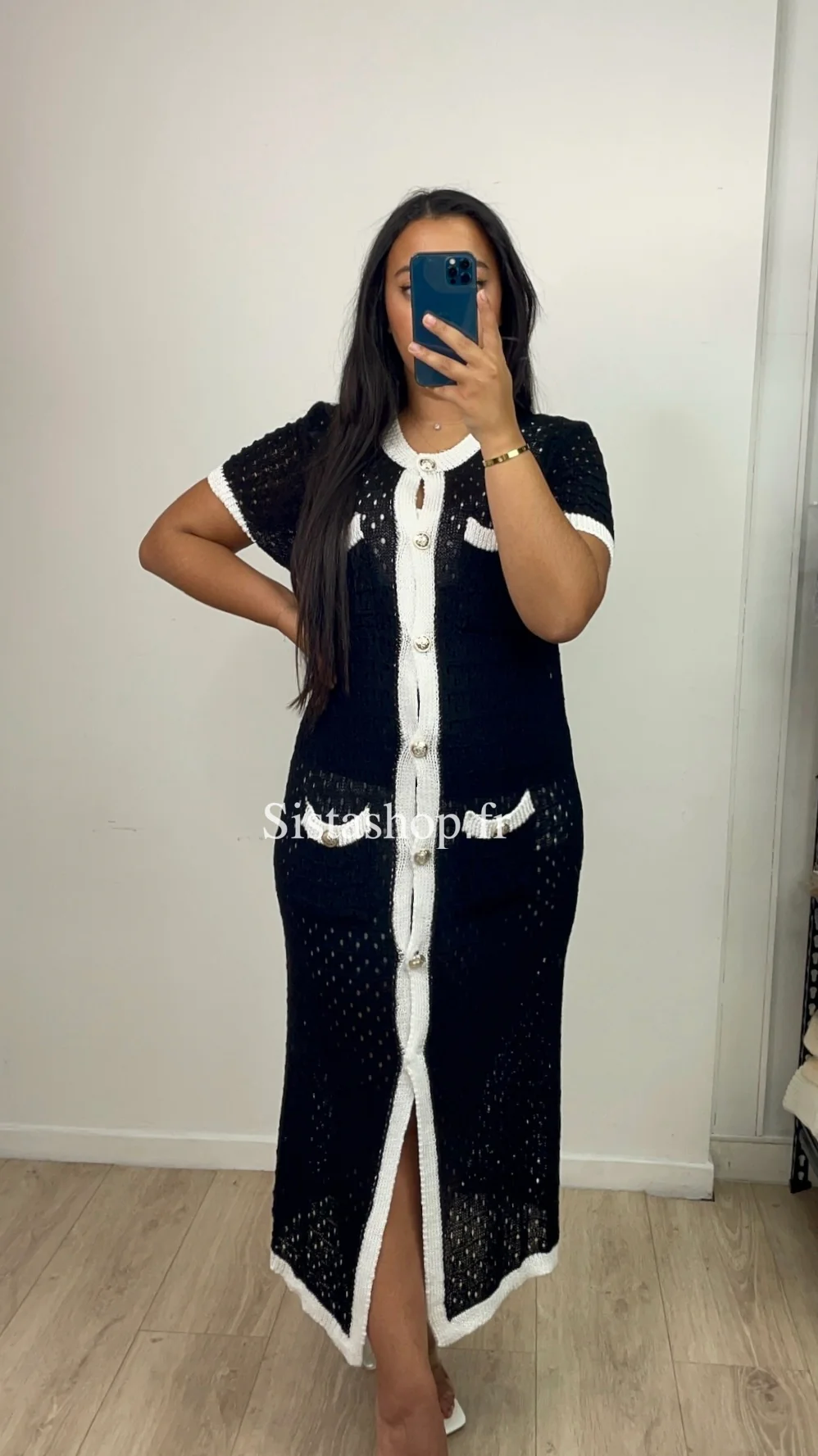 Robe à crochet Dina Noir