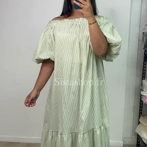 Robe à rayure vert Mélina