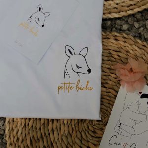 Tee-shirt blanc ENFANT Brodé Personnalisé en Coton Bio