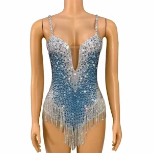 Justaucorps franges et strass Greta