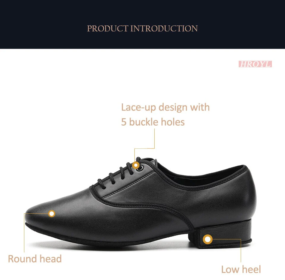 Chaussures danse hommes en cuir PU coloris noir – Image 8