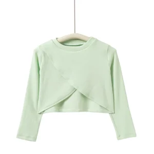 Top sweat manches longues court filles