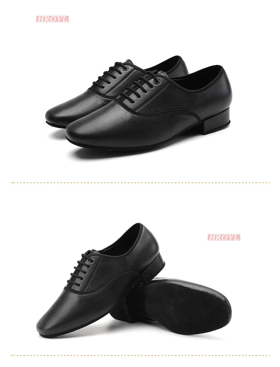 Chaussures danse hommes en cuir PU coloris noir – Image 9