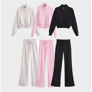 Veste courte zip col haut avec ou sans pantalon