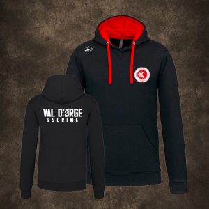 Sweat capuche Noir/Rouge – Val d’Orge Escrime
