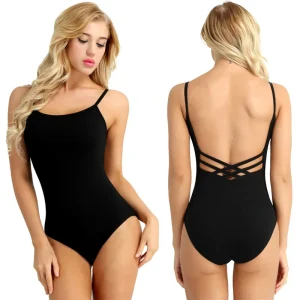 Justaucorps fines bretelles dos nu fantaisie Sabine